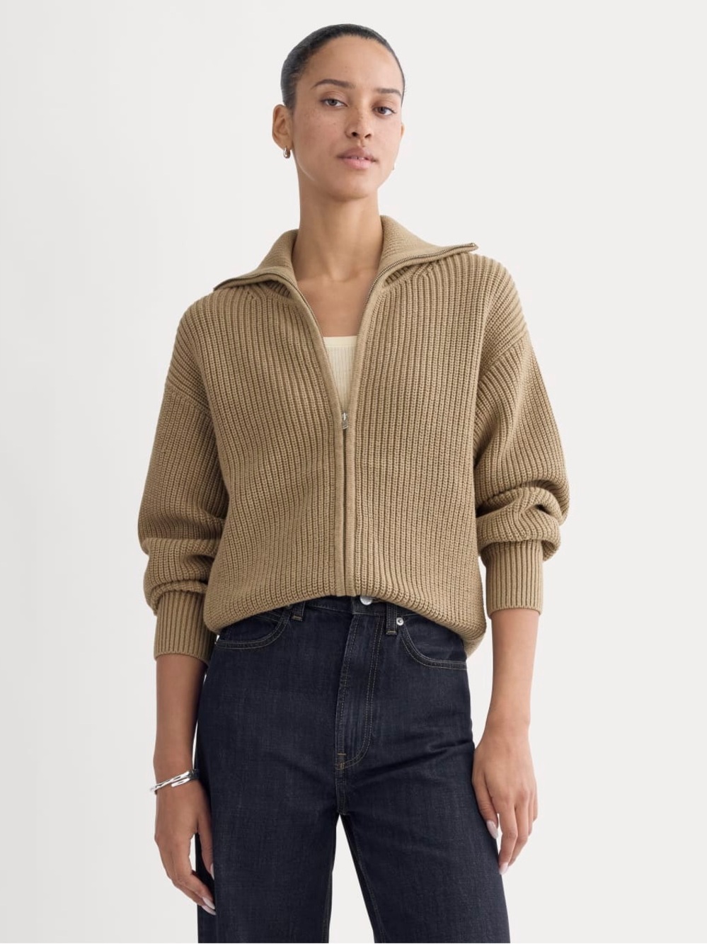 Everlane the Full Zip Sweater in Everyday Cotton NWOT